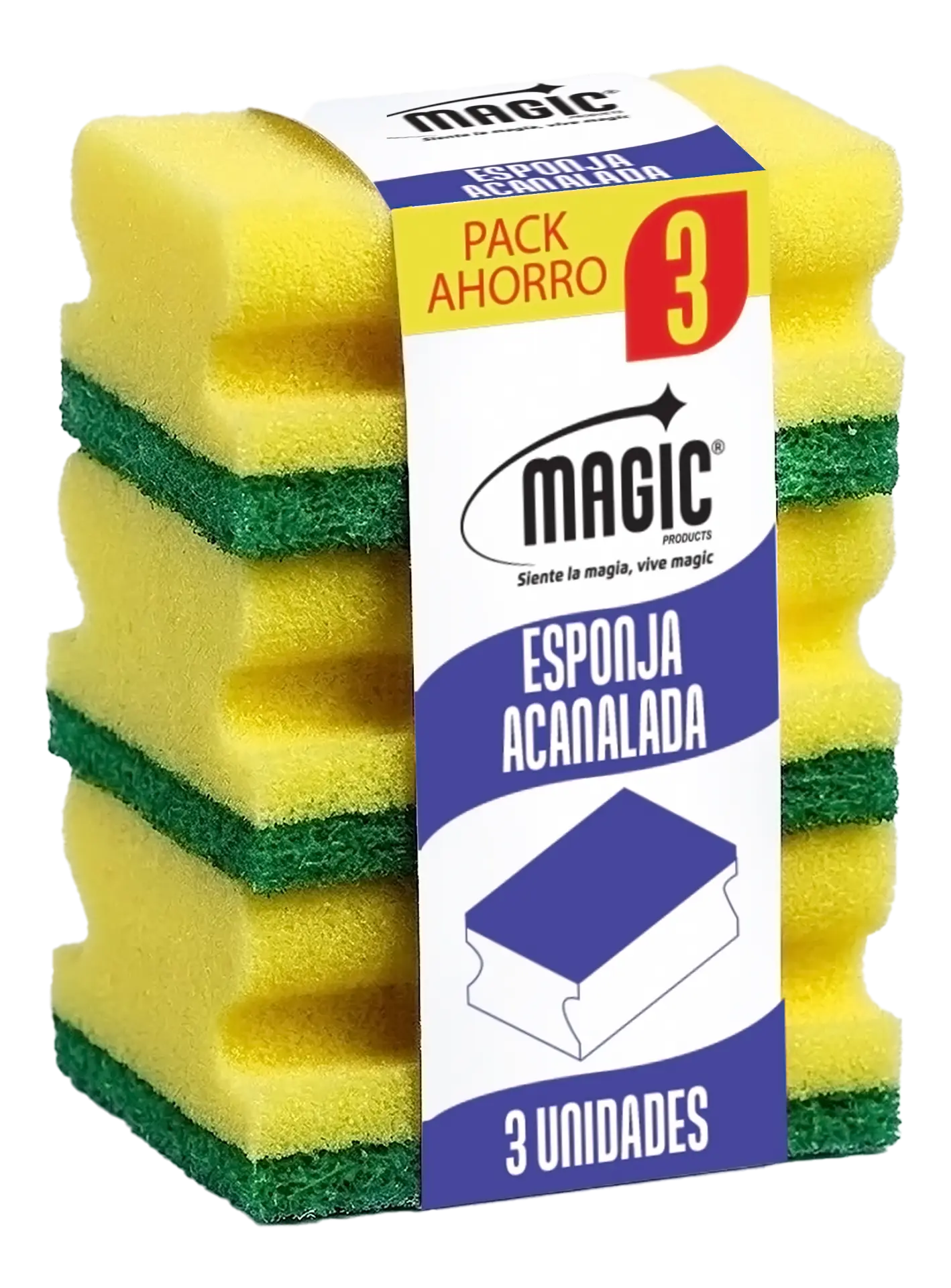 Esponja Acanalada — envase Magic Products